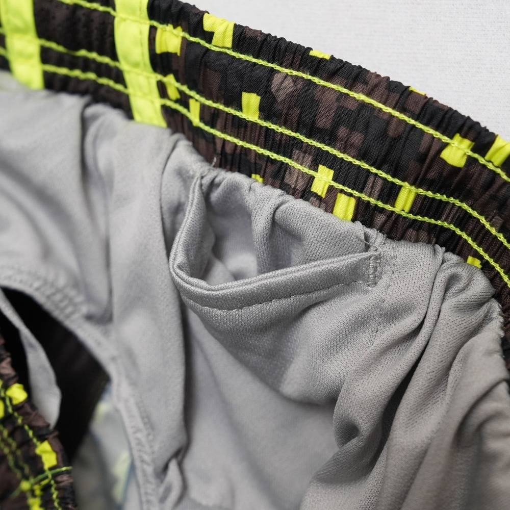 Nike Dri-Fit Running Shorts Women M Brown Yellow Digital Pixel Print Drawstring - Picture 7 of 11